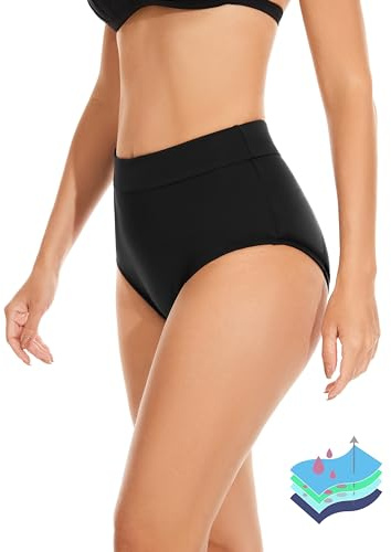 OVRUNS Period Swimwear Leakproof Bikini Brief Bottoms Waterproof Menstrual Swim Bottoms for Teens, Girls, Women