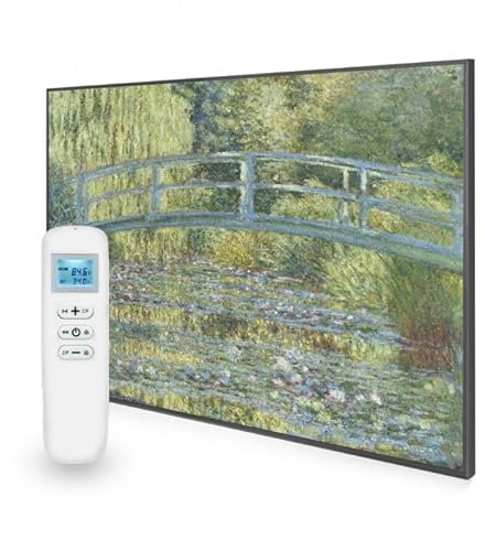 Mirrorstone 1200W Smart Wi-Fi Infrared Picture Panel Heater, Electric Heating Panel, Low Consumption Home Living Room (The Pond With Water Lilies)