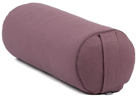 bodhi | Yoga Bolster ECO | 100% Bio-Baumwolle | Yogarolle mit Bio Dinkelfüllung | Waschbar | Yogakissen rund für Restoratives Yoga Übungen | Groß 65 x 20 cm (dusty purple)