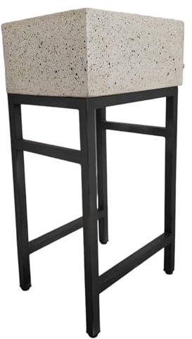 LAVANDINO DA ESTERNO IN GRANIGLIA DI MARMO MULTICOLOR 45 x 35 x H87 CM, CON STRUTTURA IN FERRO ZINCATO E VERNICIATO