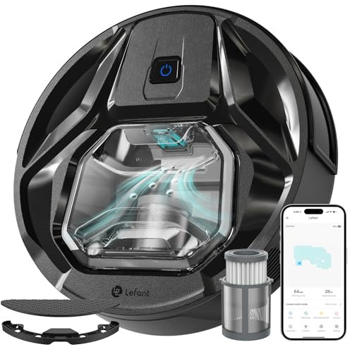 LEFANT M320 Aspirador Robot Potente 6000Pa, Robot Aspirador con Anti-Obstáculos PSD, 210 Minutos, Autorecargable, Robot Aspirador y Fregasuelos Ideal para Suelos Duros, Pelo de Animales, Negro
