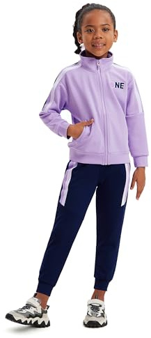 Dmwhsy Niñas Niños Chándal Conjuntos de 2 piezas Conjuntos a rayas Chaqueta bomber con cremallera y bolsillos Pantalones deportivos de jogging