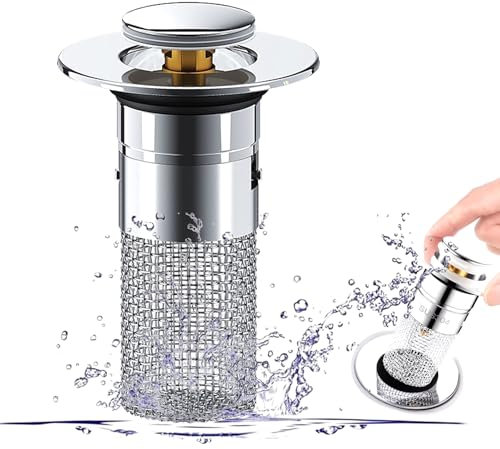 Abflussstopfen mit Sieb für 32-40mm Waschbeckenstöpsel mit Sieb,Pop-Up Ablaufventil mit Sieb,Abflusssieb Waschbecken,Spülbecken Stöpsel für Drain Badewannenstöpsel Küchenspüle Abflussfilter