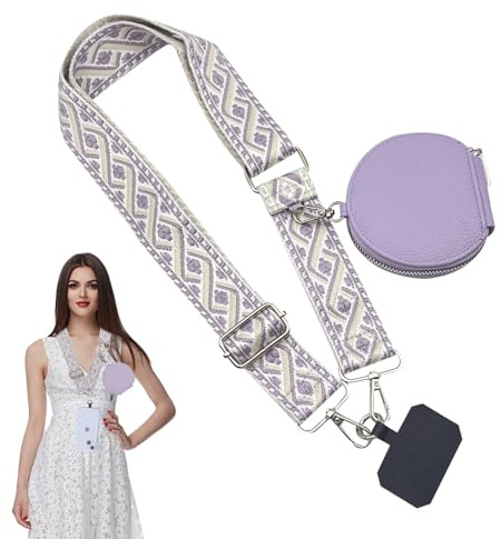BSITSSS 1 st telefonrem med blixtlåsväska, telefonrem över kroppen med handväska, klämma och Go rem för telefon med plånbok Crossbody, telefonsnodd med dragkedja plånbok, justerbar telefonrem för
