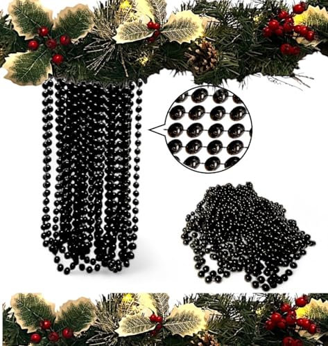 Luxury Christmas Tree & Room Decoration - 10m Long Bead Chain with 8mm Beads (Black, 10)