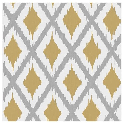 Fresco Ikat Geometric Ochre Wallpaper - Paste The Paper - Ochre/Grey Wallpaper - Contemporary Weave Geometric Diamond Pattern - Perfect for Most Rooms - Feature or 4 Wall Design