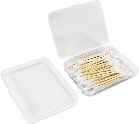 Reisen wattestäbchen behälter, 2-Pack Portable Small wattestäbchen box Transparenter Kunststoff Wattestäbchen Aufbewahrung wattestäbchen halter zur Aufbewahrung von Baumwollbällen Flosser Zahnstochern