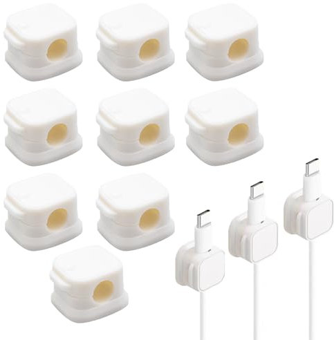 9 Pièce Clips Cable,Magnetic Cable Clips,Accroche Cable,Clips Cable Adhesif,Cable Clips,Support Cable,Pince Cable,Accroche Cable Adhésif,pour Câble de Chargement,HDMI,USB,Câble Audio(Blanc)
