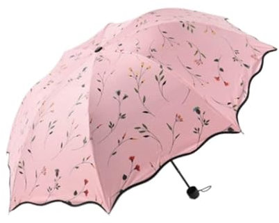 NTIYOU Folding Umbrella Umbrellas Beautiful Flower 3 Folding Umbrella Woman Anti UV Sun Protection Umbrellas Windproof Black Coating Parasols Portable
