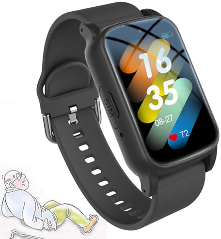 Weyot Elderly Smart Watch With Fall Detection, SOS Bracelet GPS Tracker, Fall Alert Devices for Elderly, SOS Positioning Bracelet, Personal Alarm With Emergency Assist Button,Black