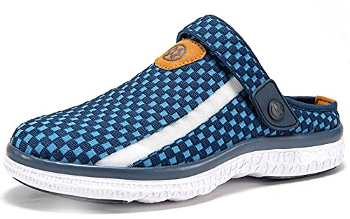Träskor Sabot Män Kvinnor Strand Trädgård Tofflor Mesh Andningsbara Clogs Strandskor Sommar Sandaler Halkfria Platta Tofflor, Marinblå, 48 EU