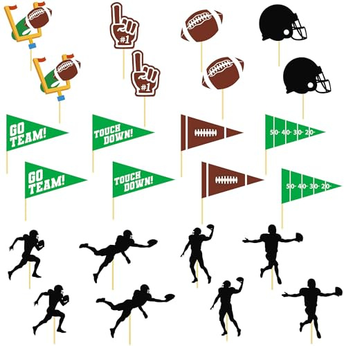American Football Tortendeko,24 Stück American Football Cake Topper,Rugby Tortendeko für Kindergeburtstag Jungen und Kindergeburtstag
