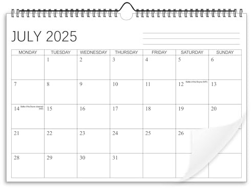 Calendar 2025 2026 UK - Moseem 18 Monthly A4 Wall Calendar 2025/26, Family Planner Month to View from July 2025 - Dec.2026 for Home Office Planning Orgnizing - Minimalistic Black
