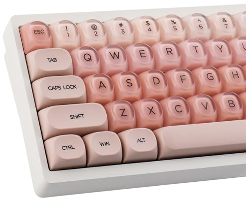 Hyekit PBT Keycaps MOA Profile Liquid Foundation Cute Keycaps 132 Keys Semi-Translucent Matte Crystalsi Keycap Set for Cherry MX Magnetic Switches Mechanical Keyboard
