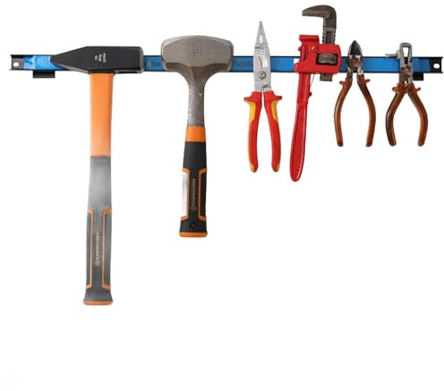 botle Barra magnetica per utensili in metallo, lunghezza 60 cm, colore nero, con fori di fissaggio, viti e tasselli inclusi per cacciaviti, pinze, trapani e molto altro ancora