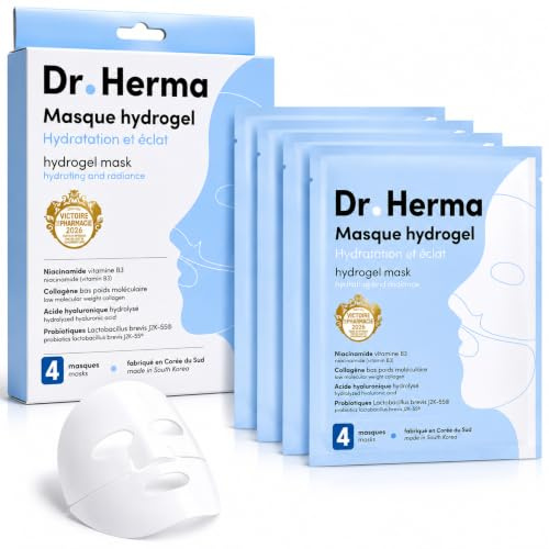 Dr. Herma - Masque Hydrogel Collagène & Acide Hyaluronique Hydratation Intense, Anti-Âge, Resserrement des Pores, Hypoallergénique – Soin Coréen Visage Premium pour Tous Types de Peaux. (4)
