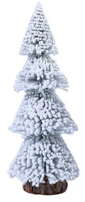 Julgranar Mini snöjulgran med bas Realistisk flockad dekoration for bordsskivor och miniatyrträdgårdar Hållbar vinter DIY-dekoration julgran(25cm)