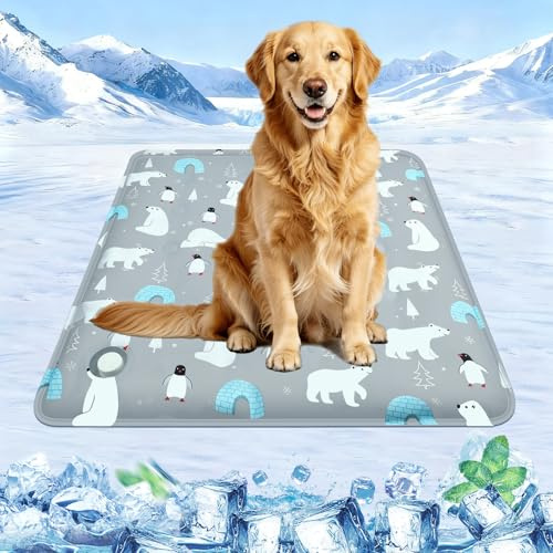 Manta Refrescante para Perros Gatos, Esterilla Refrescante para Perros y Gatos con Gel no Tóxico, Alfombra de Refrigeración para Mascotas Alfombrilla de Refrigeración Automática para Mascotas(50x60)