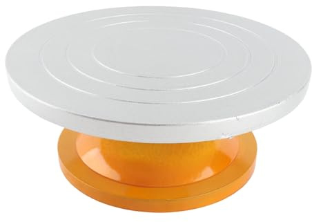 Haofy Tårtskiva, Tårtsnurra i Aluminium med 360 Graders Rotation, Halkfri Bas och Strukturerad Topp, Roterande Dekorationsställ för Hembakare Cupcakes Bakverk
