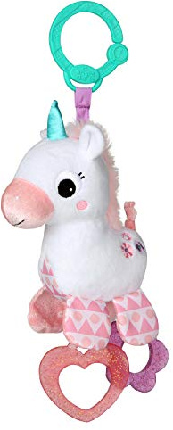 Bright Starts Unicorn Sparkle & Shine Plush Take-Along Stroller or Carrier Toy, Ages 0 Month+