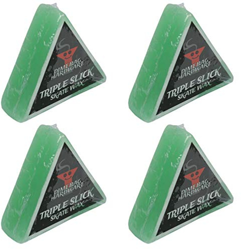 Dime Bag Hardware Triple Slick Scented Skateboard Curb Wax - Pocket Size Green 4-Pack for Skaters On The Go - Use on Curbs, Ledges and Rails at The Skate Park or in The Streets