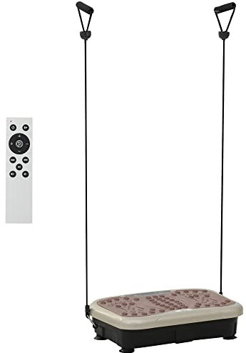 HOMCOM Vibrationsplatte Vibrationstrainer Vibrationsgerät Fitnesstrainer LED-Anzeige USB-Lautsprecher Trainingsbänder Fernbedienung