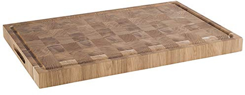APS 806 skärbräda – ostbräda av oljat ek, B x D x H: 58 x 37,5 x 4,5 cm, träbräda med saftgrinne, med halkfria fötter och infällda handtag