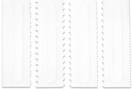 Cake Scraper Set Decorating Comb and Icing Smoother Tool Mousse Butter Cream Cake Edge DIY Tool Plastic Sawtooth Cake Scraper Icing Smoother Comb Set Kitchen Baking Tools Christmas Gift (4 Pack)