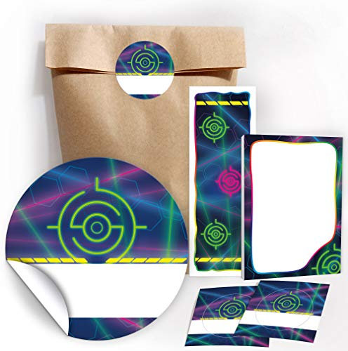 JuNa-Experten 10 Lesezeichen + 10 Mini-Notizblöcke + 10 Geschenktüten/Natur + 10 Aufkleber Lasertag Laser Tag Mitgebsel Gastgeschenk beim Kindergeburtstag Mädchen Jungen