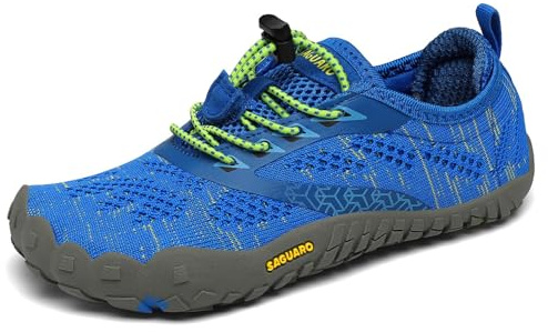 SAGUARO Barefoot Zapatillas de Trail Running Niños Niñas Minimalistas Zapatos de Deporte Antideslizantes Calzado Descalzos para Fitness Correr Montaña Senderismo Agua, Azul, 25 EU