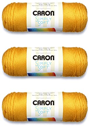 Caron Simply Soft Gold Yarn - 3 Pack of 170g/6oz - Acrylic - 4 Medium (Worsted) - 315 Yards - Knitting/Crochet