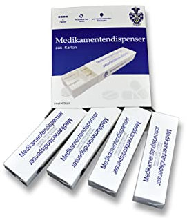 Sixl Medikamentendispenser 4er Pack – Nachhaltige Tablettenbox aus Karton – Plastikfrei, 100 % Recycelbar – Made in Germany – 4 Fächer (Morgens, Mittags, Abends, Nachts)