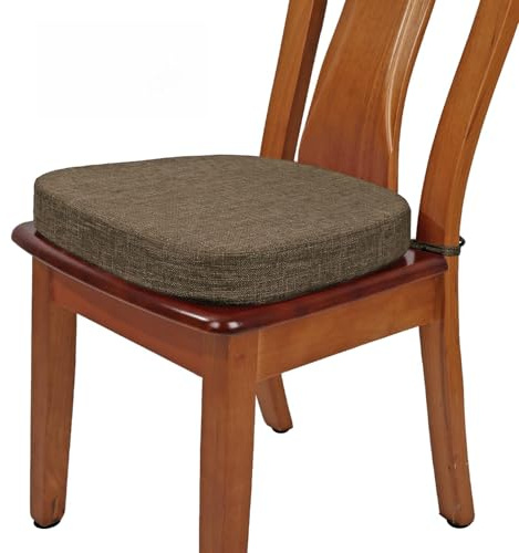 BUYUE Stuhlkissen 6,5 cm dick, U-Form Sitzkissen 40x40 cm mit hochdichtem Schaumstoff, Stoffbezug, rutschfestes Sitzpolster für Küche und Esszimmer (1 Stück, Braun)