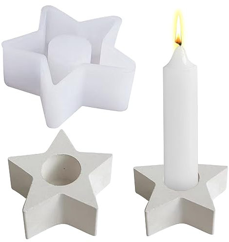 Silikonform Kerzenhalter, Halloween Gießform Kerzenhalter, DIY Silikon Kerzenformen SterneRund etc, Harz Epoxid Stabkerzenhalter Silikonform (A)