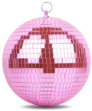 Discokugel, Ø 20 cm Spiegelkugel – Disco Ball zum Aufhängen für Party Karneval, Rosa
