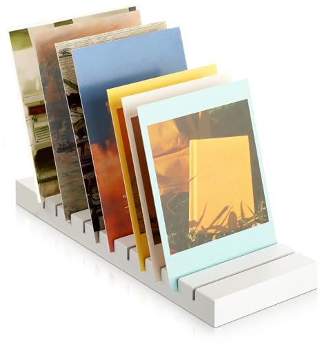 Marsui 1 Pcs Greeting Card Display Stand 12 Slot Wooden Card Holder,White