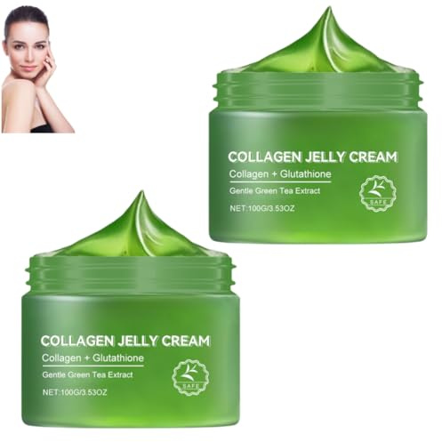 Collagen Jelly Cream, koreanische Gesichtscreme mit Grüntee-Extrakt, Niacinamid und gefriergetrocknetem hydrolysiertem Collagen, Collagen-Tages- und Nachtcreme für alle Hauttypen