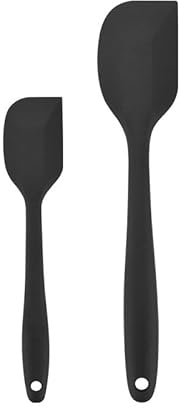 StirrEdge Silicone Spatula Set - Non-Stick and Heat Resistant Cooking Utensils Set - Premium BPA-Free Spatulas for Cooking - Food Grade Kitchen Utensils for Baking, Frying and Mixing (2, Black)