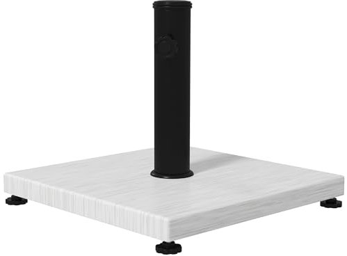 Outsunny Pied de Parasol carré, Support Parasol, Base de lestage en métal avec Patins réglables, Poids Net 13 kg, 40 x 40 x 37 cm, pour mât de Ø 38 et Ø 48 mm, Blanc
