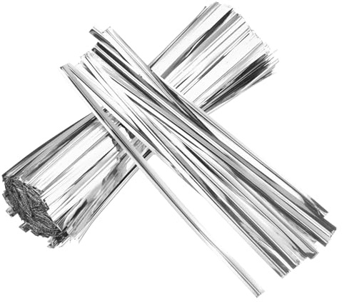 sourcing map Lot de 800 attaches torsadées réutilisables de 10,2 cm et 0,4 cm pour attacher du pain, des sacs de bonbons, des fils de paquet, argent