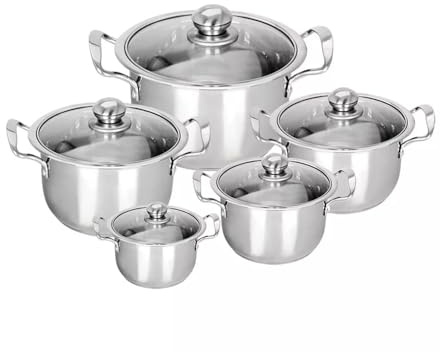 5 Piece Stainless Steel Saucepan Saucepans, Cookware Set Compatible with Induction, Gas and Electric Hobs