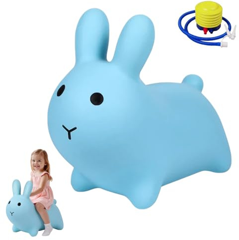 Animal Space Hopper for Toddlers and Kids Inflatable Bunny Bouncy Horse Cute Rabbit Jumping Horse Hopping Toys Bunny Gift for Christmas Birthday Children's Day Easter with An Air Pump