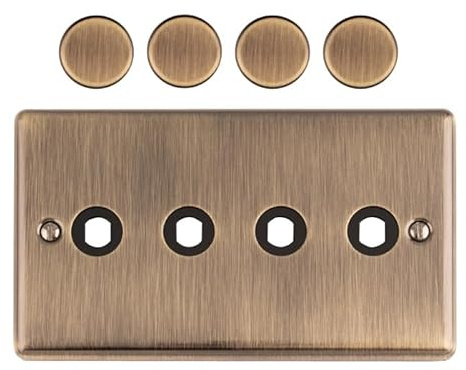 Kooples Hardware 4 Gang Dimmer Switch Plate Wall Light Control Cover (Antique Brass)