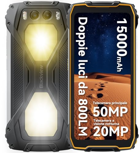 Blackview BV7300 Smartphone Incassable, 15000mAh Téléphone Portable Incassable, 18Go+256Go/2To, Caméra 50MP+32MP+20MP Vision Nocturne, NFC/Fingerprint/Double Lampe de Camping