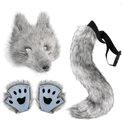 xowwyue Costume Déguisement Loup - Accessoires Loup pour Halloween - Tenue Cosplay Femme Déguisement Fête Carnaval Masqué Défilé Mode - Soirée Cosplay Mascarade Noël Halloween