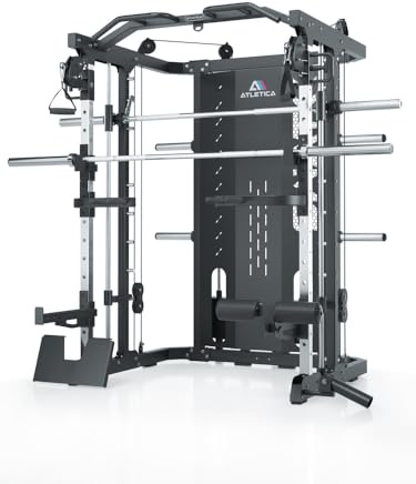 ATLETICA SWAT multipress | låg version | Allt-i-ett kraftstation med 200 cm höjd | Power Rack, Smith-maskin och dubbel kabeldragning med 2 x 50 kg viktblock