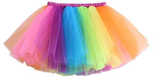 Genérico Falda Tutú de Malla para Niñas Con Bloques de Colores para Fiestas Infantiles, Falda de Baile Falda de Ballet (2-8 Años)