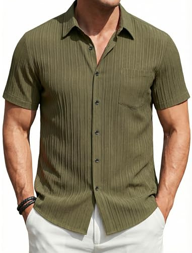 Enlision Camisa Hombre Manga Corta Formales con Bolsillo Camisas Vestir Verano de Ocio Hombre Ajuste Regular