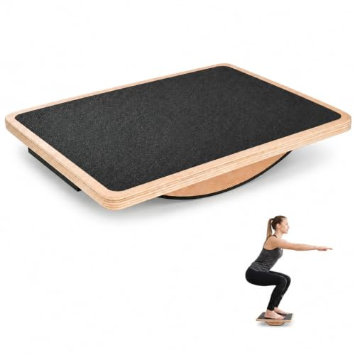 XQLY Wooden Rocker Balance Board, Heavy Duty Non-Slip Wobble Board, 158KG Capacity Standing Desk Accessory, Under Desk Stable Board for Balance Exercise, Portable Fitness Board for Daily Use