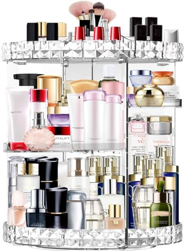 Make Up Organizer 360 Grad drehbar Kosmetik Organizers, 7 Verstellbare Ebenen Große Kapazität Makeup Organizers transparent und Aufbewahrung